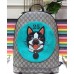 Gucci GG Supreme Boston Terriers Bosco Medium Backpack Bag 505372 Green Patch 2018