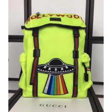 Gucci Techpack Backpack Bag 429037 Embroidered Hollywood and UFO Fluorescent Green 2017