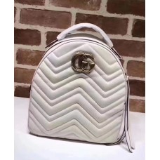 Gucci GG Marmont Quilted Leather Backpack 476671 White 2017