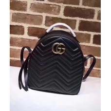 Gucci GG Marmont Quilted Leather Backpack 476671 Black 2017