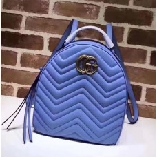 Gucci GG Marmont Quilted Leather Backpack 476671 Blue 2017