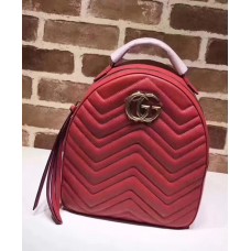 Gucci GG Marmont Quilted Leather Backpack 476671 Red 2017