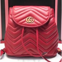 Gucci GG Marmont Matelassé Backpack ‎528129 Red 2018