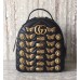 Gucci GG Marmont Animal Insects Studs Leather Backpack 476671 Black 2017