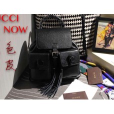 Gucci bamboo leather backpack black