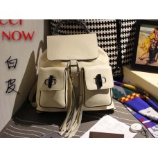 Gucci bamboo leather backpack white