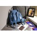 Gucci bamboo leather backpack blue