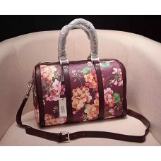 Gucci GG Blooms canvas boston bag Purplish Red