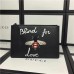 Gucci Embroidered bee and blind for love leather large zipper pouch clutch bag 431416 black 2017(2b040-741201)