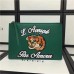 Gucci Embroidered Tiger and blind for love leather large zipper pouch clutch bag 431416 emerald green 2017(2b040-741202)