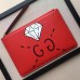 Gucci Leather GucciGhost Print Zip Pouch Clutch Bag 445597 Red 2016(742603)