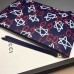 Gucci Leather GucciGhost Print Zip Pouch Clutch Bag 445597 Blue/Red/White 2016(742605)