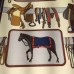 GUCCI HORSE FRAME PRINT TRAVEL POUCH IN BLUE