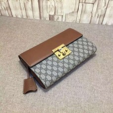 Gucci padlock GG supreme clutch 432125 brown