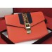 Gucci Sylvie Web Leather Small Wristlet Clutch Bag 477627 Orange 2018