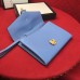 Gucci Sylvie Web Leather Small Wristlet Clutch Bag 477627 Light Blue 2018