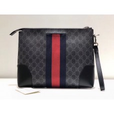 Gucci Men's GG Supreme Clutch Bag ‎523603 Black/Grey 2018