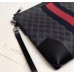 Gucci Men's GG Supreme Clutch Bag ‎523603 Black/Grey 2018