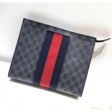 Gucci Men's GG Supreme Web Pouch 475316 Black/Grey 2018