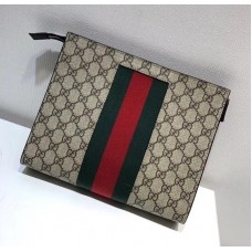 Gucci Men's GG Supreme Web Pouch 475316 Beige 2018