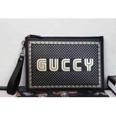 Gucci Guccy Leather Pouch ‎510489 Black/Gold 2018