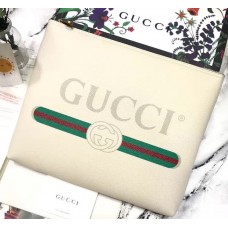 Gucci Print Leather Medium Portfolio 500981 White 2018