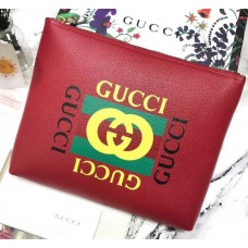 Gucci Print Leather Medium Portfolio 500981 Red 2018