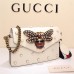 GUCCI BROADWAY LEATHER CLUTCH WITH PEARS 453778 2017 WHITE