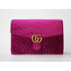 Gucci GG Marmont Velvet Clutch ‎498079 Fuchsia 2018