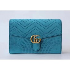 Gucci GG Marmont Velvet Clutch ‎498079 Petrol Blue 2018