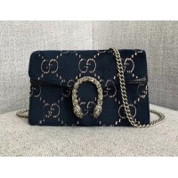 Gucci Dionysus GG Velvet Super Mini Bag 476432 Dark Blue 2018