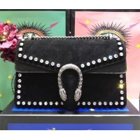 Gucci Dionysus Small Crystal Shoulder Bag 400249 Black Suede 2018