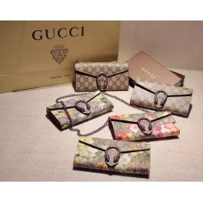 Gucci Dionysus Geranium GG Supreme Chain Wallet In Red