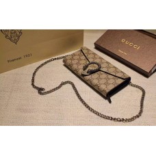 Gucci Dionysus GG Supreme Chain Wallet Black