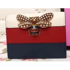 Gucci Queen Margaret Leather Card Case 476072 Blue/Red 2018