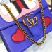 GUCCI GG MARMONT LEATHER SHOULDER BAG 431382 BLUE LEATHER