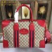 Gucci mens suitcases duffle bags soft GG supreme duffle bag with web 459311 Red leather(JLX-741301)