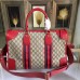 Gucci mens suitcases duffle bags soft GG supreme duffle bag with web 459311 Red leather(JLX-741301)