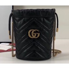 Gucci GG Marmont Double G Mini Bucket Bag 575163 Black 2019
