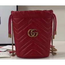 Gucci GG Marmont Double G Mini Bucket Bag 575163 Red 2019