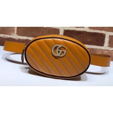 Gucci Diagonal GG Marmont Double G Leather Belt Bag 476434 Brown 2019
