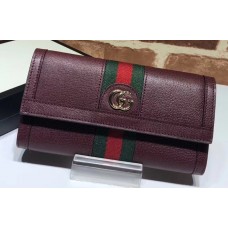 Gucci Web Ophidia Continental Wallet 523153 Leather Burgundy 2019