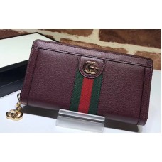 Gucci Web Ophidia Zip Around Wallet 523154 Leather Burgundy 2019