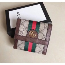 Gucci Ophidia GG French Flap Wallet 523173 Brown 2018