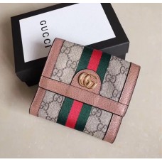 Gucci Ophidia GG French Flap Wallet 523173 Pink 2018