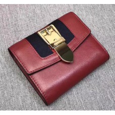 Gucci Sylvie Leather Wallet With Metal Chain Buckle 476081 Red 2017