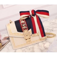 Gucci Sylvie Leather Mini Chain Bag 431666 White 2018