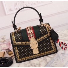 Gucci Sylvie Leather Mini Bag 470270 Black 2018