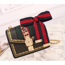 Gucci Sylvie Leather Mini Chain Bag 431666 Black 2018