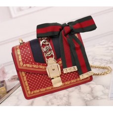 Gucci Sylvie Leather Mini Chain Bag 431666 Red 2018